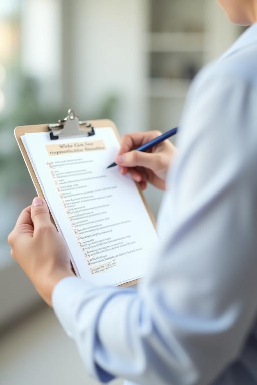 Supervisor holding a cleaning checklist and clipboard